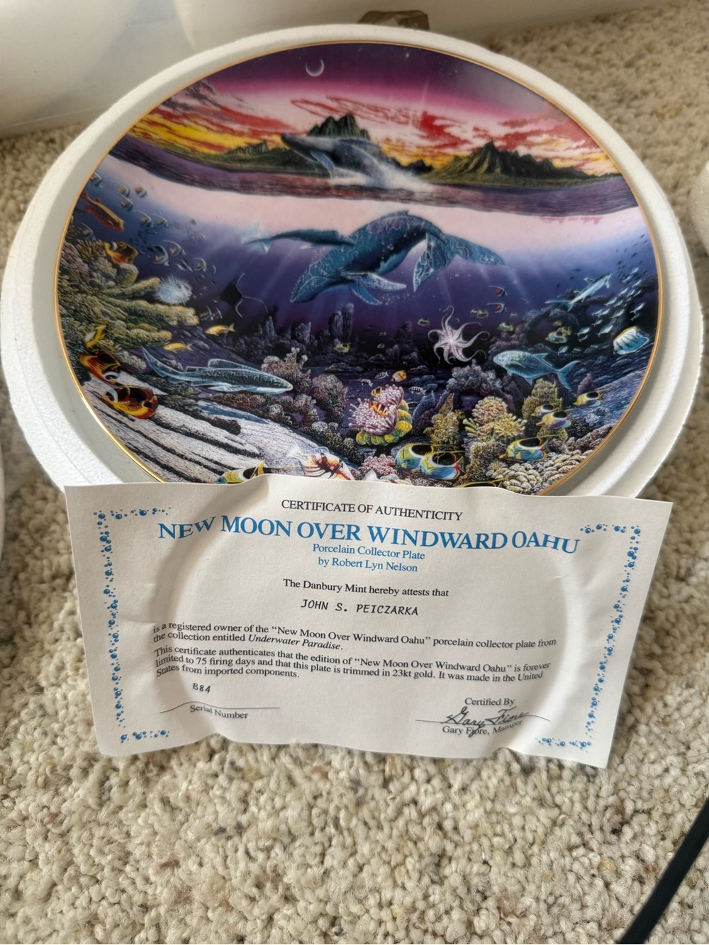 Danbury Mint White Porcelain Collector Plate with Certificate